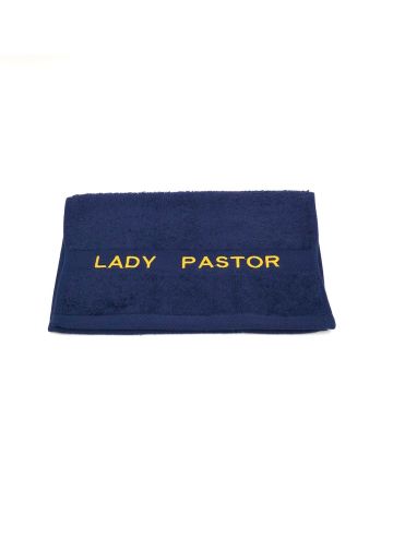 Preaching Hand Towel Lady Pastor (Navy/Gold)