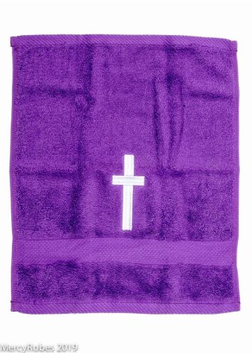 Preaching Hand Towel Cross (Purple/White)