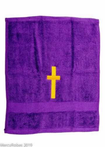 Preaching Hand Towel Cross (Purple/Gold)