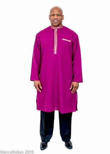 Mens Clergy Kurta Style K-7489 (Red Purple/Gold)