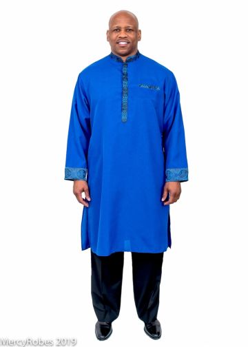 Mens Clergy Kurta Style K-7496 (Royal/Black Royal LT)