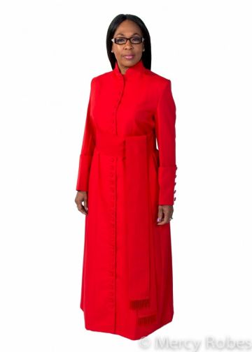 Womens Aw 33 Button Cassock Robe With Band Cincture (Red)