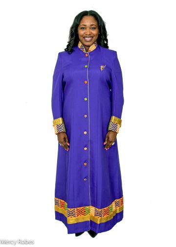 Womens Robe LR121 (Purple/Kente Style 02)