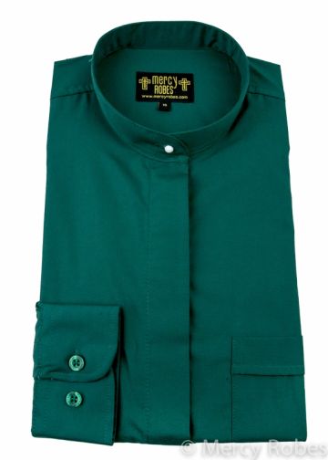 Womens Long Sleeves Full Collar (Dark Green)