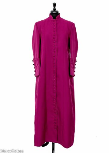 Womens AW 33 Button Cassock Clergy Robe (Red Purple )