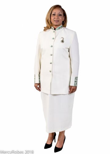 Womens Clergy Jacket With Skirt Style LC010 (Cream/3Rd Green Gold LT)