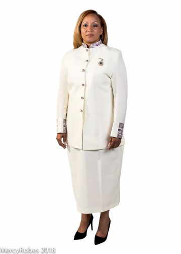 Womens Clergy Jacket With Skirt Style LC010 (Cream/3Rd Purple Gold LT)