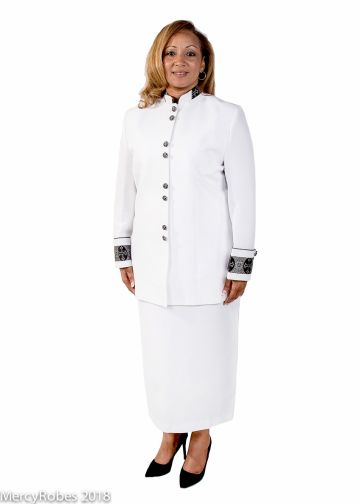 Womens Clergy Jacket With Skirt Style LC017 (White/Black Silver LT)