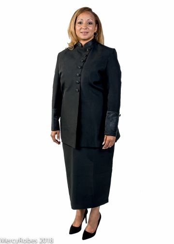 Womens Clergy Jacket With Skirt Style LC030 (Black/Black LT)