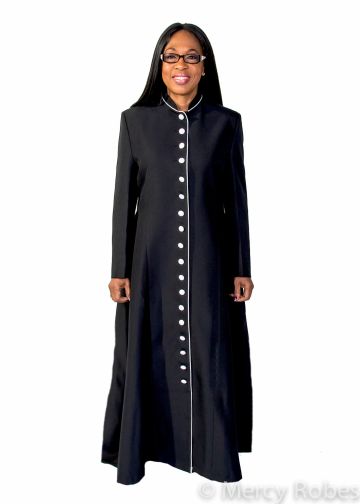 WOMENS ROBE  FLARE STYLE LR201806 (BLACK/WHITE)