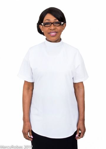 Womens Short Sleeve Clergy Blouse (White)