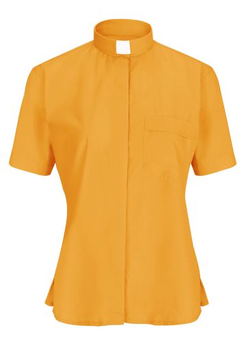 Womens Short Sleeves Tab Collar Clergy Shirt (Gold)