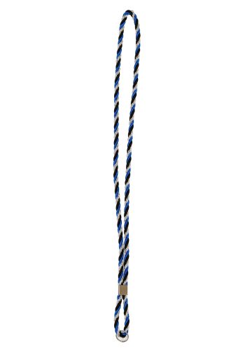 Premium Three‑Tone Black/Royal - Metallic Silver Clergy Cord #293