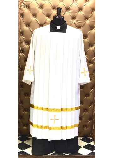 Womens Square Neck Long Surplice With Gold Lace