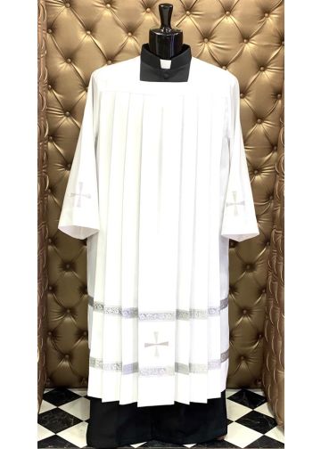 Womens Square Neck Long Surplice With Silver Lace