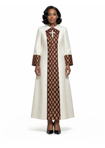 Womens Robe LR 107 Cream/Maroon Shield