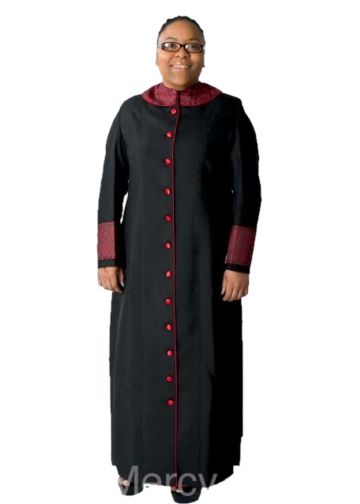 Womens Robe Style LR131 (Black/Blk-Red Brocade)