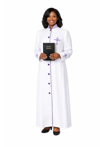 Womens Robe Style LR142 (White/Purple)