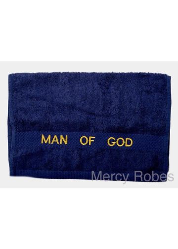Preaching Hand Towel Man Of God (Navy/Gold)