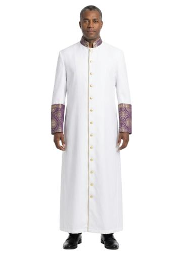 Mens Robe Style 9005 (White Twill/Purple-Gold LT)