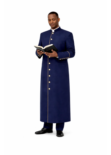 Clergy Cassock Robe Style Bpa101 (Navy/Gold)