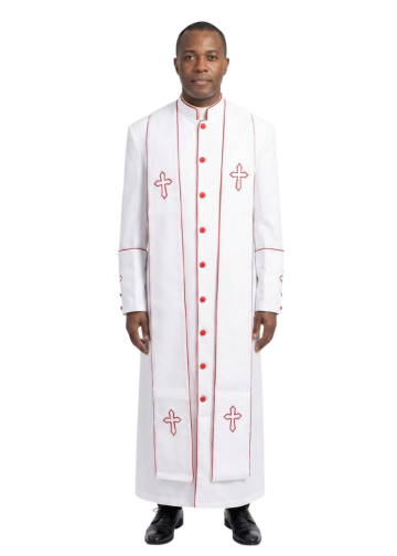 Mens Robe with Stole Style ROS 12026 (White/Red)