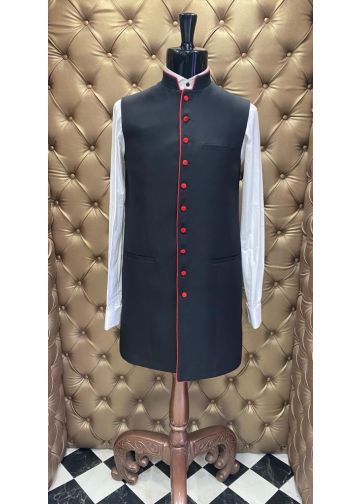 Mens 3/4 Clergy Vest (Black/Red)
