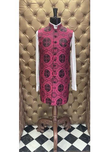 Mens 3/4 Clergy Vest (Fuchsia/Black LT)