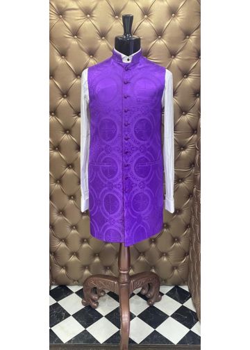 Mens 3/4 Clergy Vest (Purple/Purple LT)