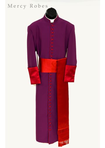 Mens 33 Button Clergy Cassock Robe Style Bak193 (Red Purple)