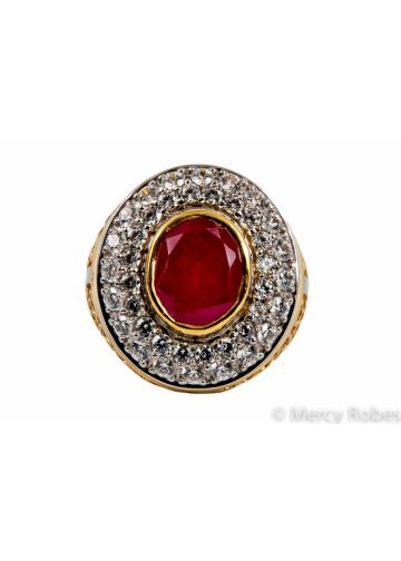 Mens Clergy Apostle Ring Style Mercy2015 (G R) (Red Ruby)