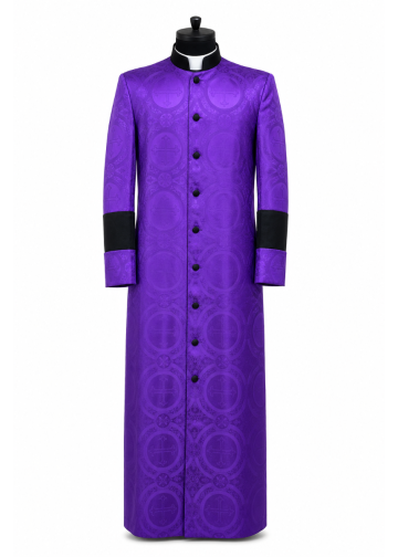Mens Clergy Cassock Robe Style EXH192 (Roman Purple/Black Lt)