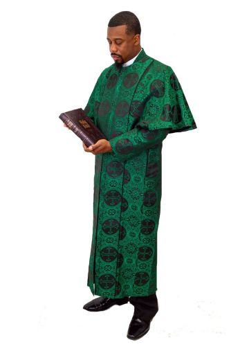 Mens Cassock Robe with Shoulder Cape Style 76009 (Green/Black Lt)
