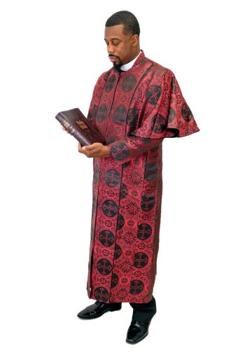 Mens Cassock Robe with Shoulder Cape Style 76009 (Red/Black Lt)