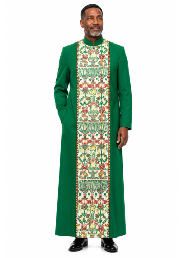 Mens Clergy Cassock Robe Style ZRT206 (Emerald Green/Liturgical Tapestry)