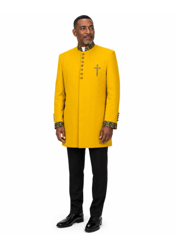 Mens Clergy Jacket Style CJ027 (Mustard Gold/Black-Gold Lt)