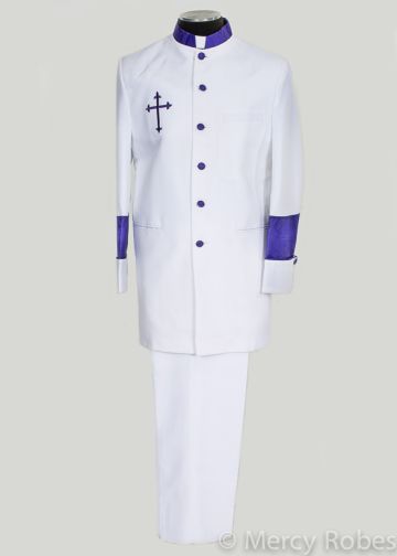 Mens Clergy Jacket & Pants (White/Purple LT)