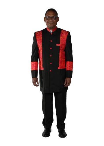  Mens Clergy Jacket & Pants Style CJ094 (Black/Red-Gold Lt)