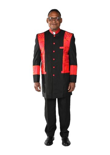  Mens Clergy Jacket & Pants Style CJ094 (Black/Red-Gold Lt)