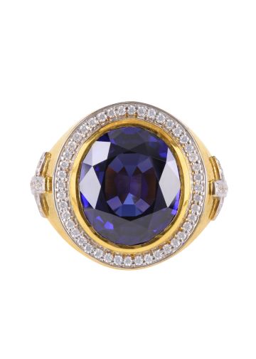 Mens Clergy Bishop Ring MRG2040 (G B) (Sapphire Blue)