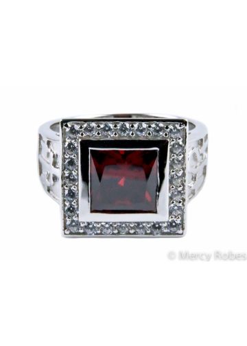 Clergy Ring Style Rnz0489 Sr (Silver Red)