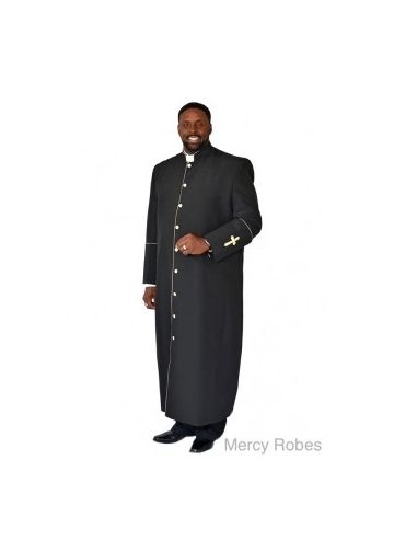 Mens Clergy Robe Style Bae114 (Black/Gold)
