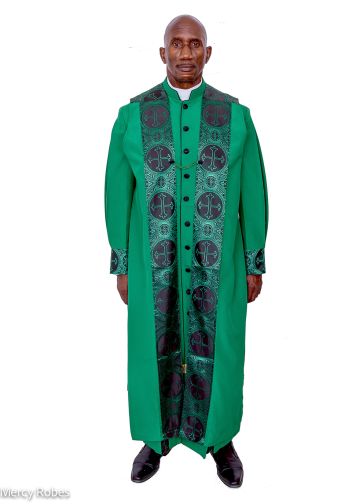 Mens Clergy Robe Style Exd185 Exclusive (Green/Black-Green LT) With Chimere