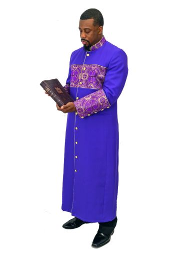 Mens Clergy Robe Style MR202601 (Roman Purple/Purple-Gold Lt)