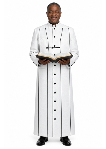 Mens Clergy Robe with Chimere Style MR202608 (White Lt/Black)