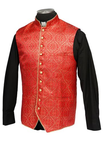Mens Clergy Vest Style CVV2502 (Red/Gold Lt)