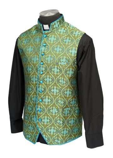 Mens Clergy Vest Style CVV2503 (Green/Gold/Turquoise Lt)