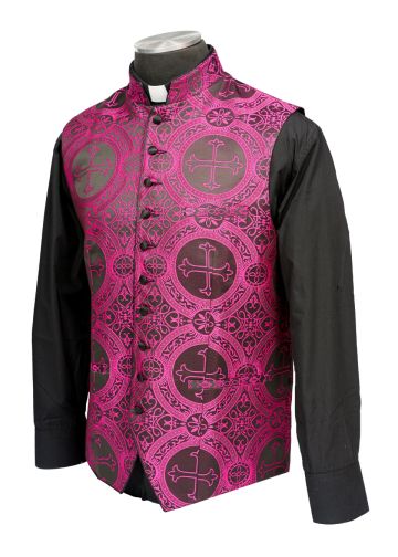 Mens Clergy Vest (Fuchsia/Black Lt)