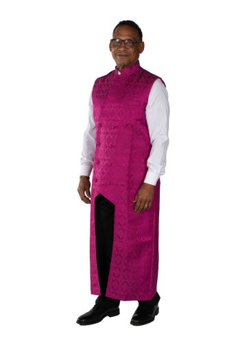 Mens Full-Length Double-Breasted Chimere Apron (Fuchsia Liturgical Brocade)