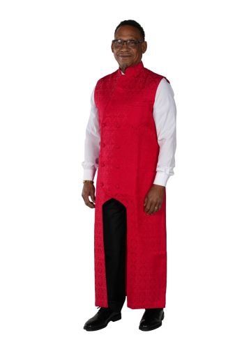 Mens Full-Length Double-Breasted Chimere Apron (Red Liturgical Brocade)